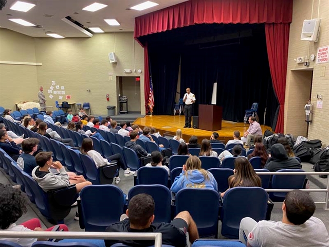 Sheriff Toulon speaking to students