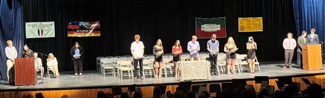 students on stage