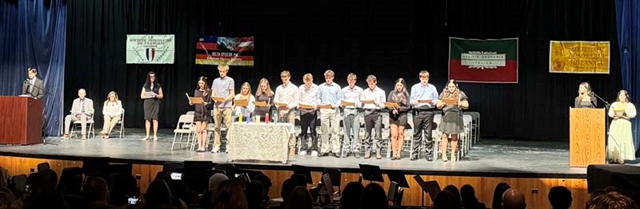 students on stage