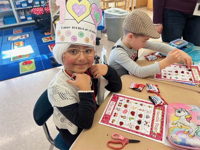 Student dressed up for the 100th day of school