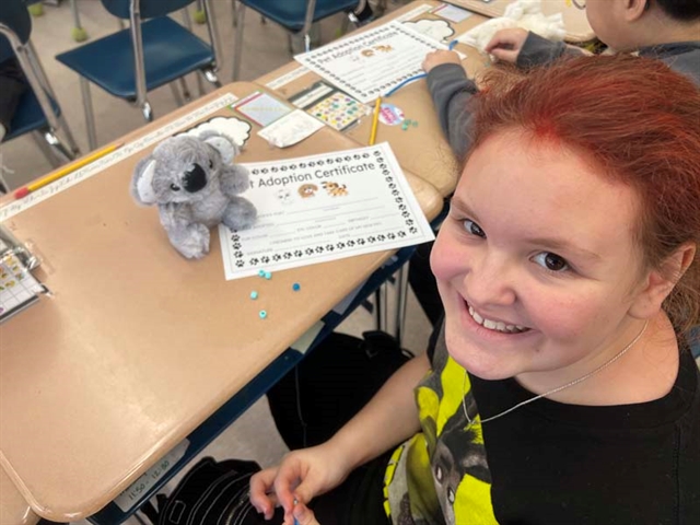 Students with stuffed animals