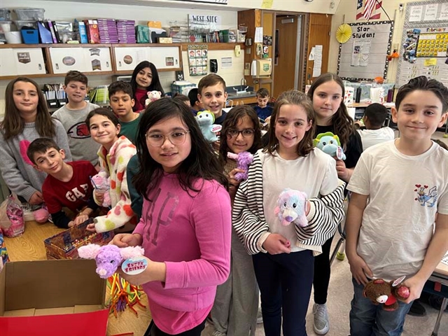 Students with stuffed animals