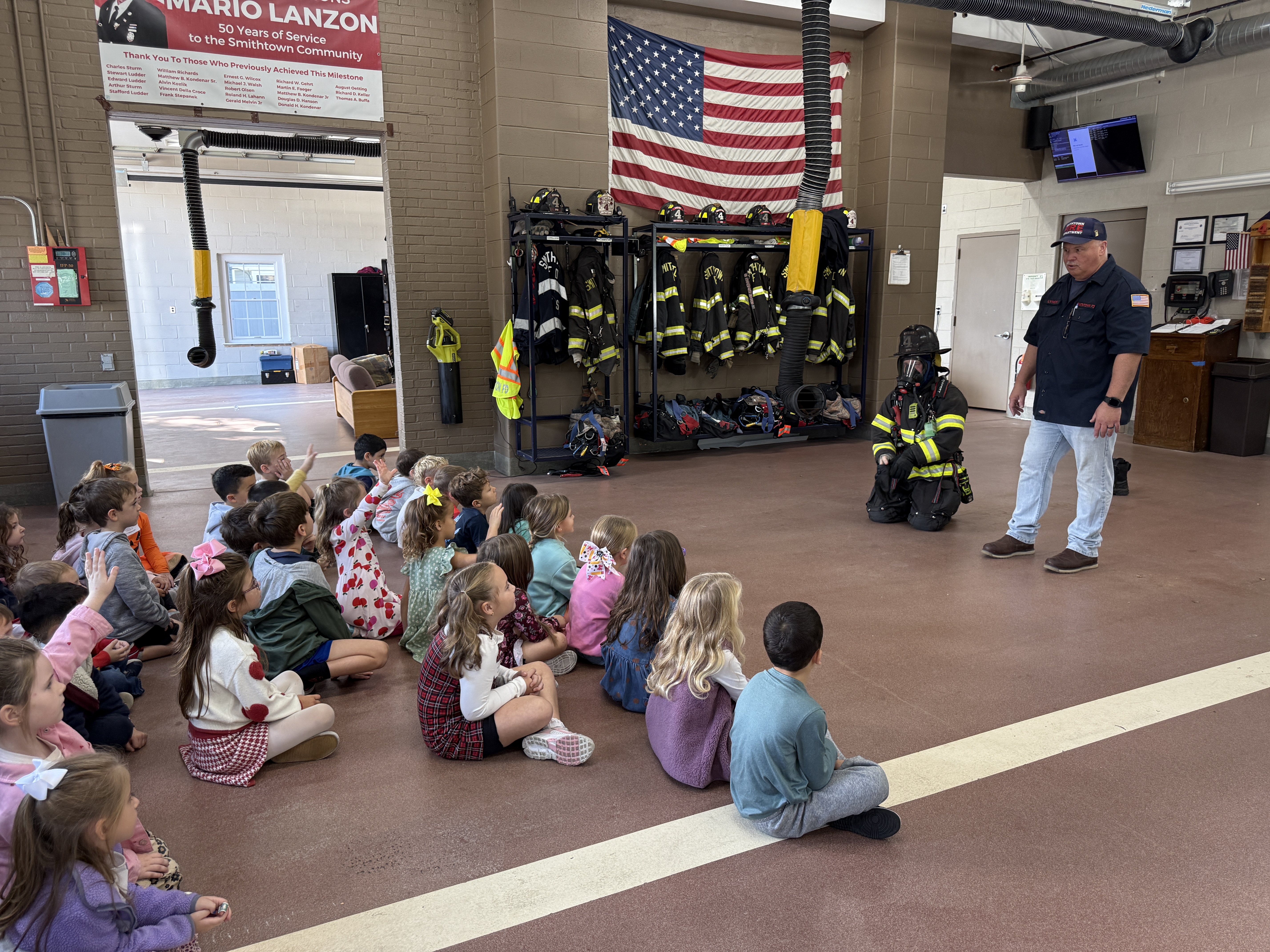 students in a firehouse