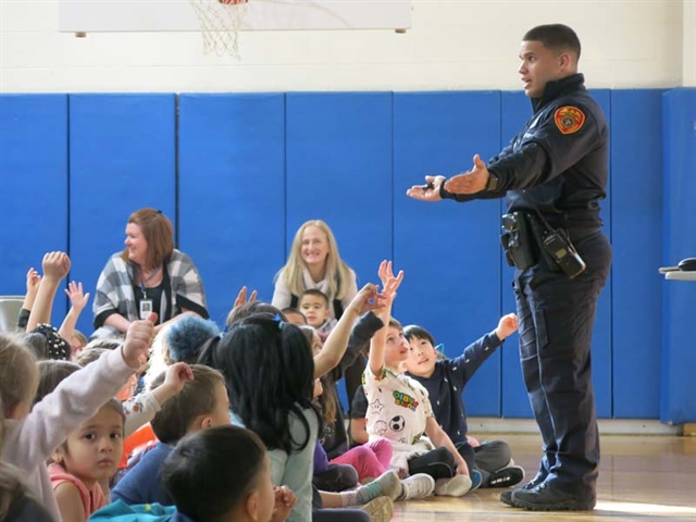 Officer Allison speaking to students