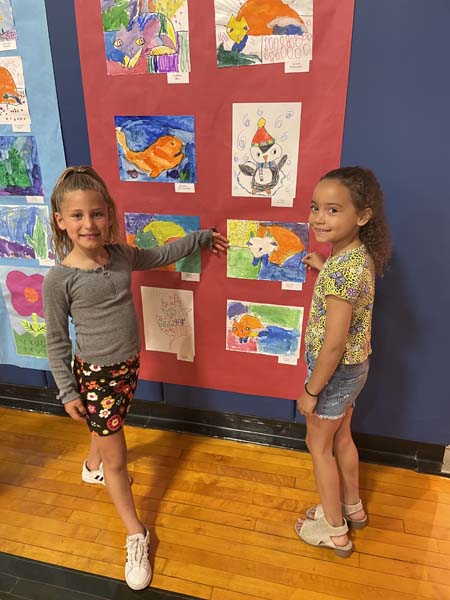 students with artwork