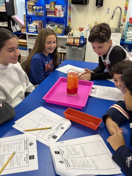 students working on a science project