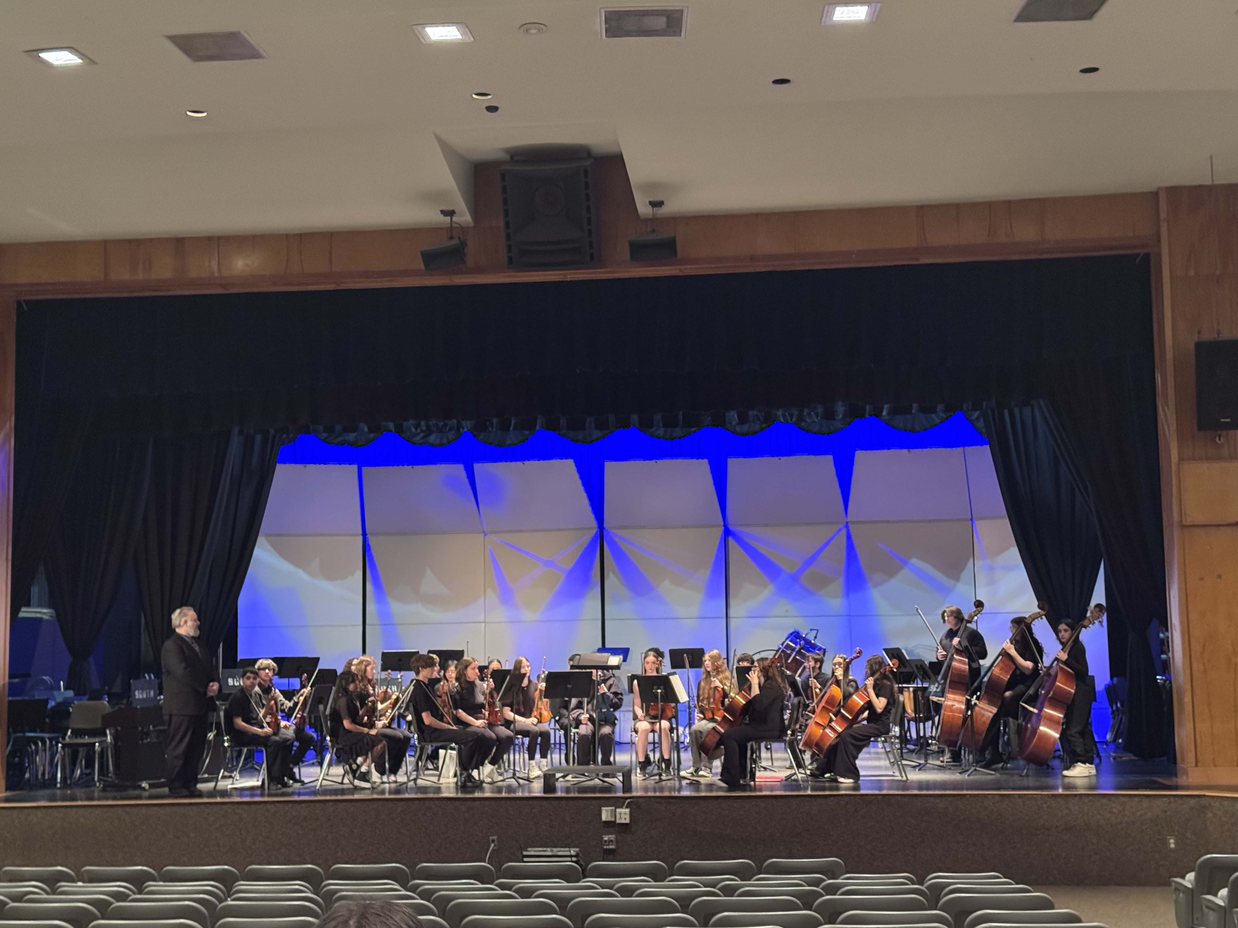 students on stage