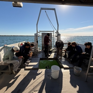 students on a boat