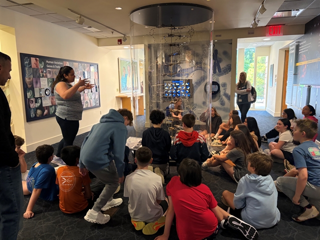 students at exhibit