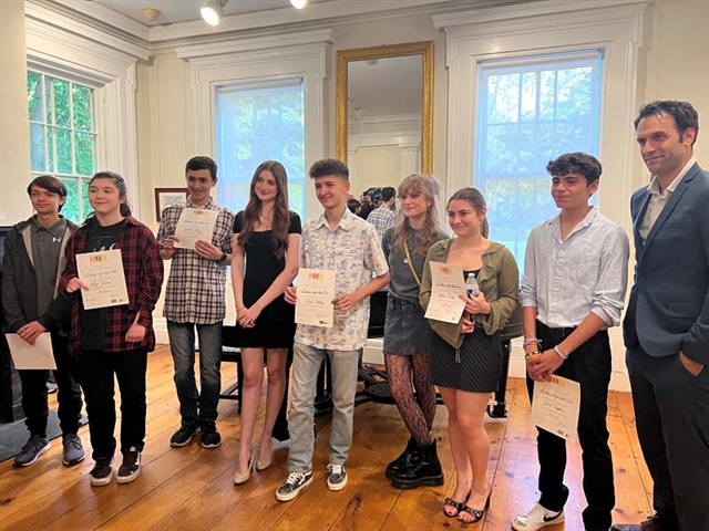 student with artwork