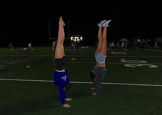 students upside down