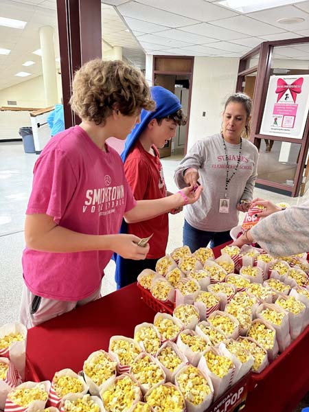 Students with popcorn