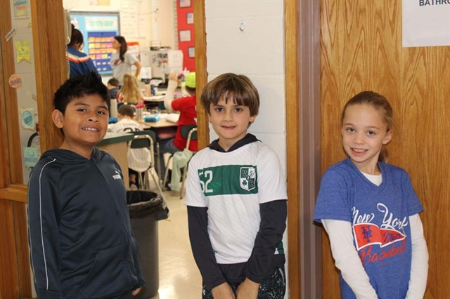 Students wearing team shirts