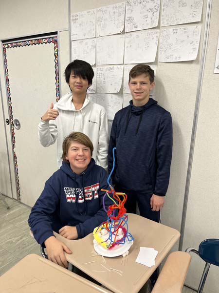 students making handmade skyscrapers