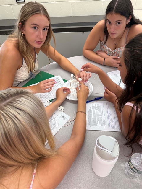 students at table working
