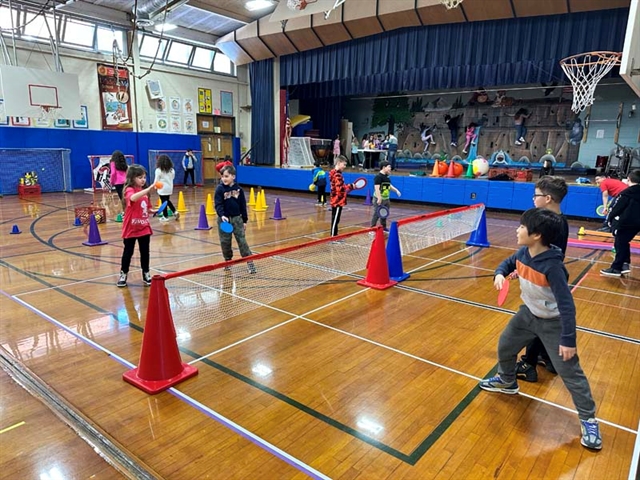 Students in gym class