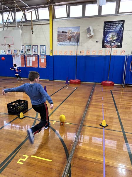 student in gym class