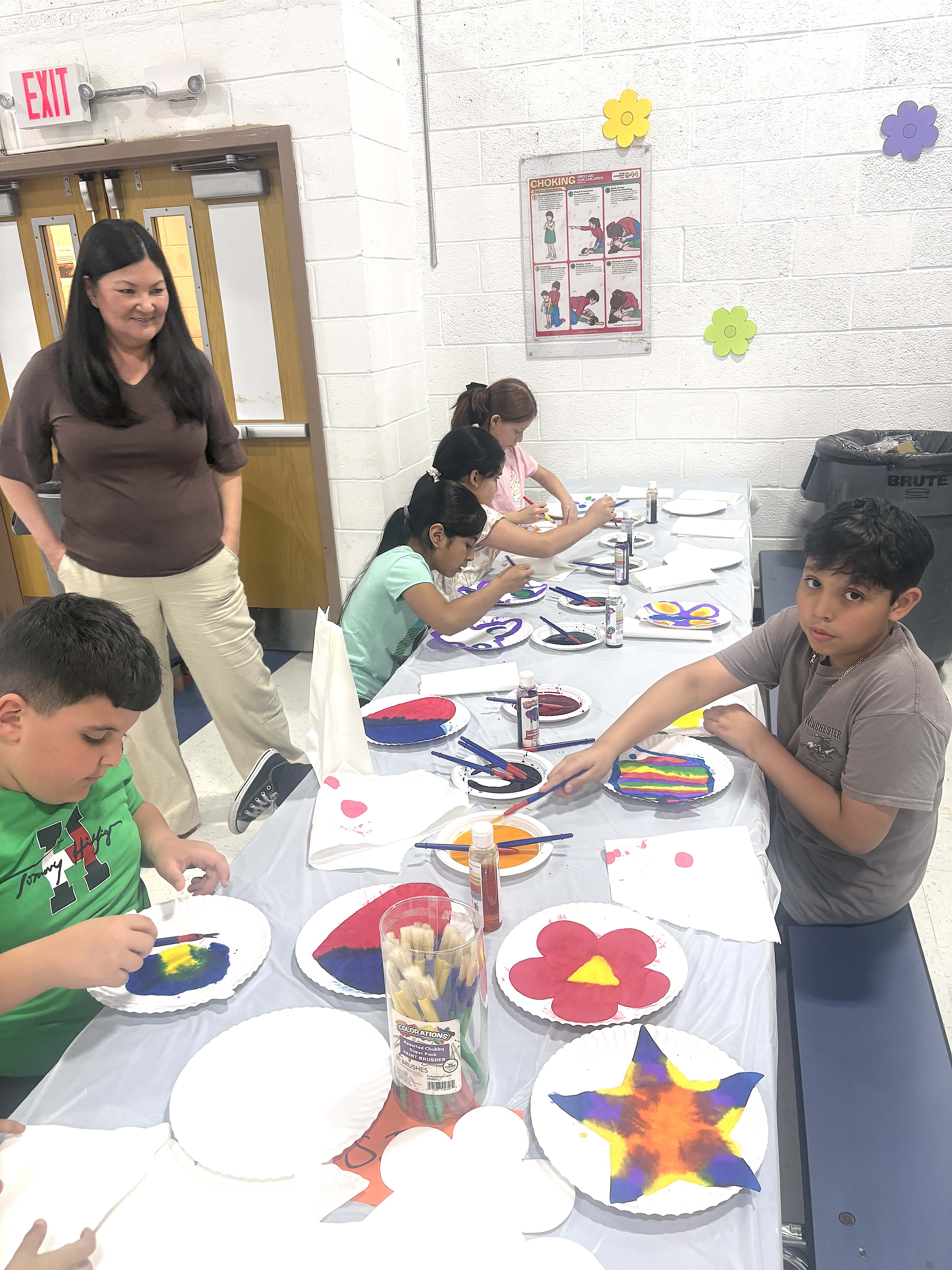 students doing crafts