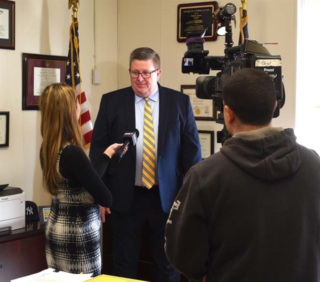 FOX 5 crew with Superintendent Secaur