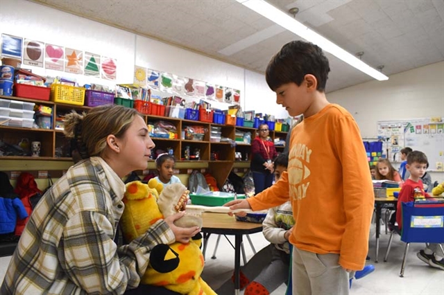 Students learning about dental hygiene