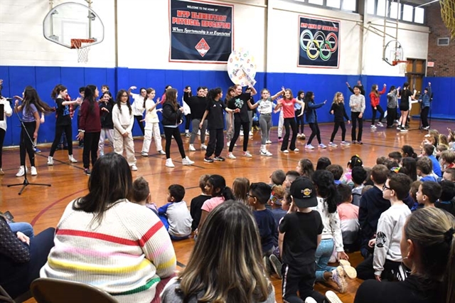 Students on stage