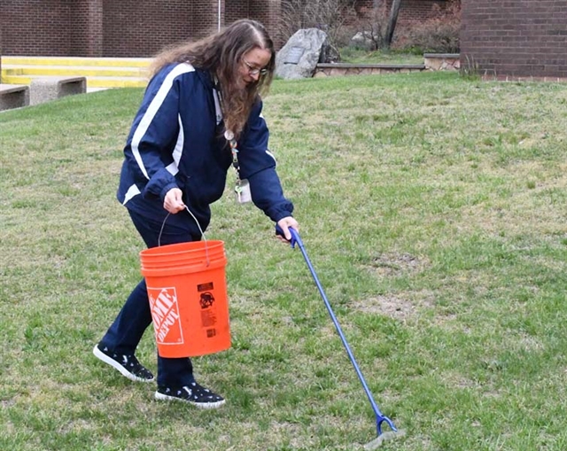 Ms. Williams cleaning up