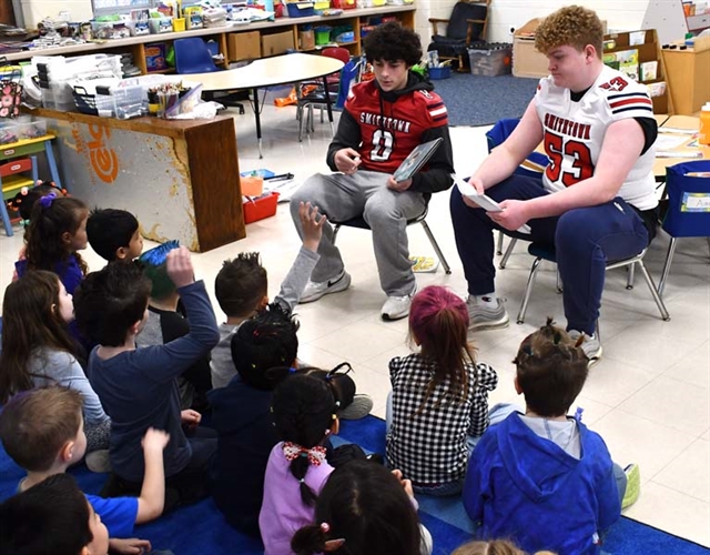 Football players reading