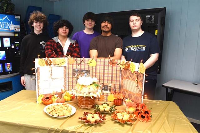 Students by cooking display