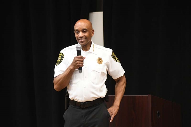 Sheriff Toulon speaking to students
