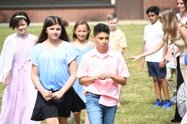 students walking