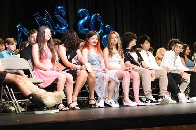 students on stage