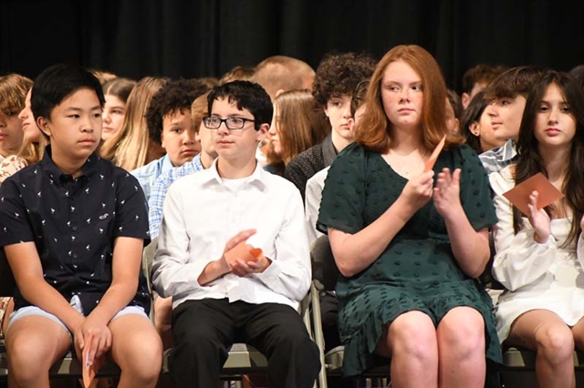 students on stage