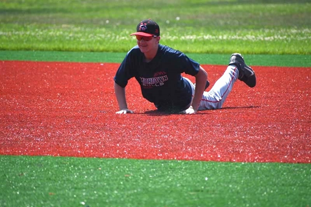 baseball player lying down