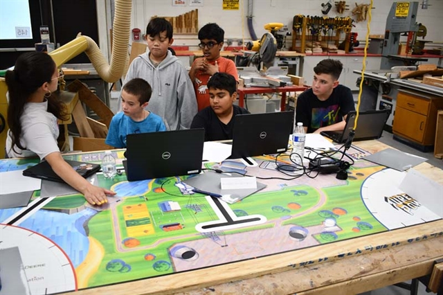 students at robotics camp