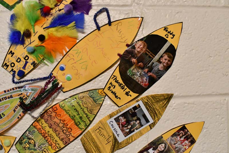 feathers on turkey on wall