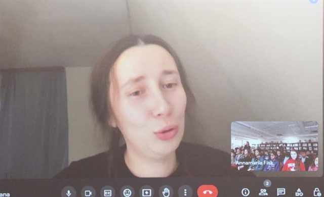 Computer screen of ukraine professor talking