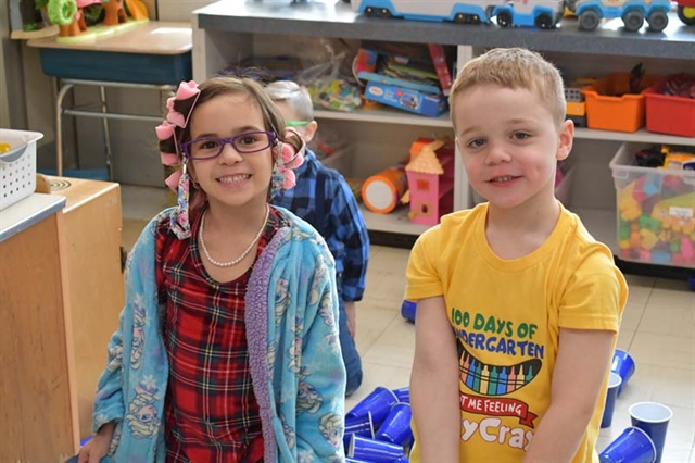 kindergarten students posing for picture