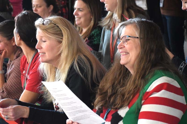 Mills Pond teachers singing