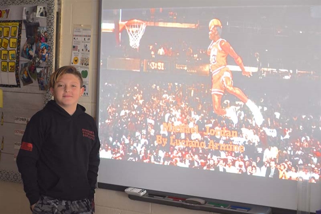 student with his Black History Month project