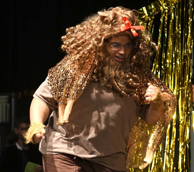 Student actor on stage