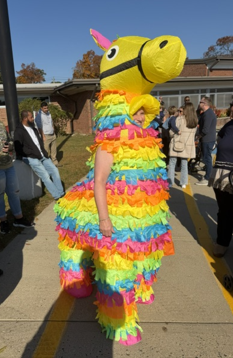 Principal in halloween costume