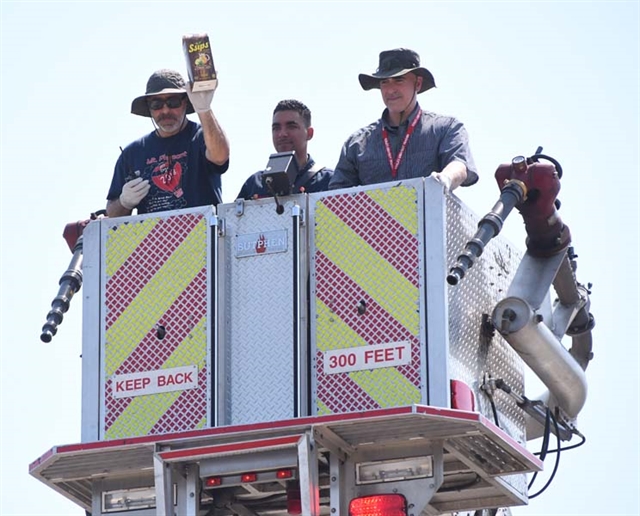 Teachers on firetruck