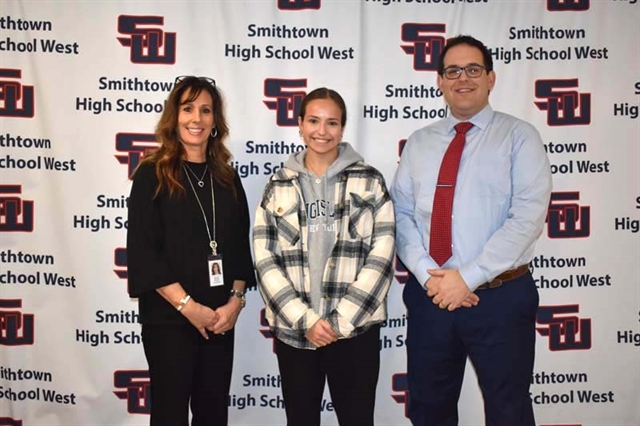 High School West AP Chris Elsessor, counselor Michele Randall and student