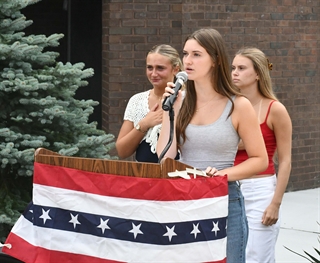 student singing
