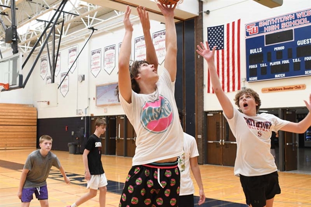 boys playing basketball