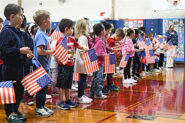 students with flags
