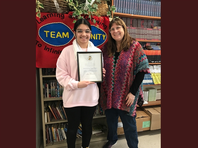 Rohma Salman with her teacher Nanci Henne