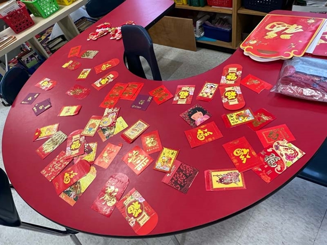 Mills Pond students learning about the Chinese New Year