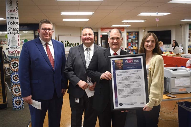 Superintendent Secaur, Kevin Simmons, Senator Mattera, and Olivia Wolber