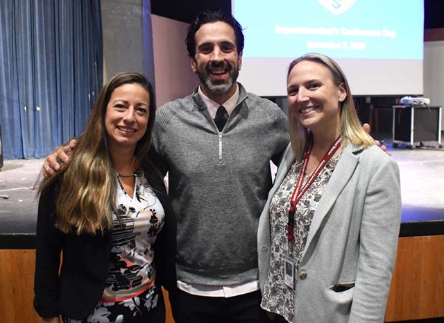 George smiling with Mary-Ellen Kakalos and Dr. Stephanie O'Brien